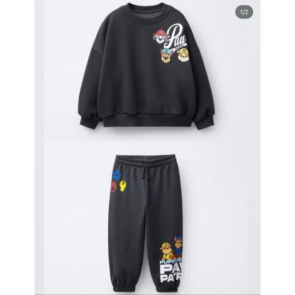 zara kids toddler paw patrol matching set jogger sweatpants/sweatshirt gray 4T - Picture 1 of 9